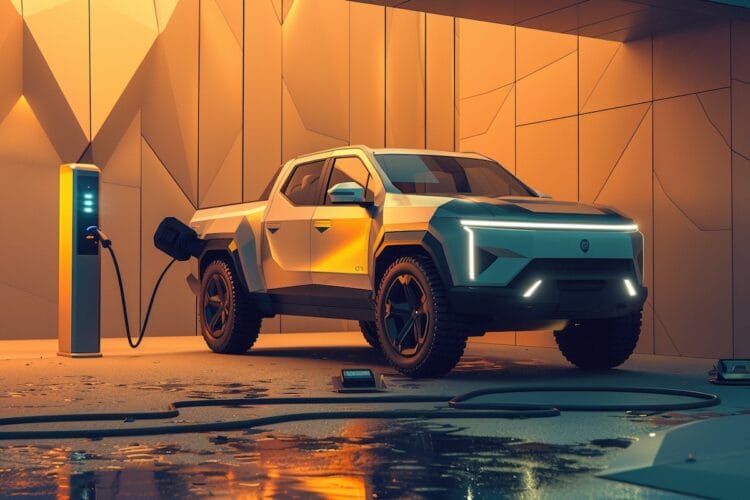 Electric ute charging at a charging station